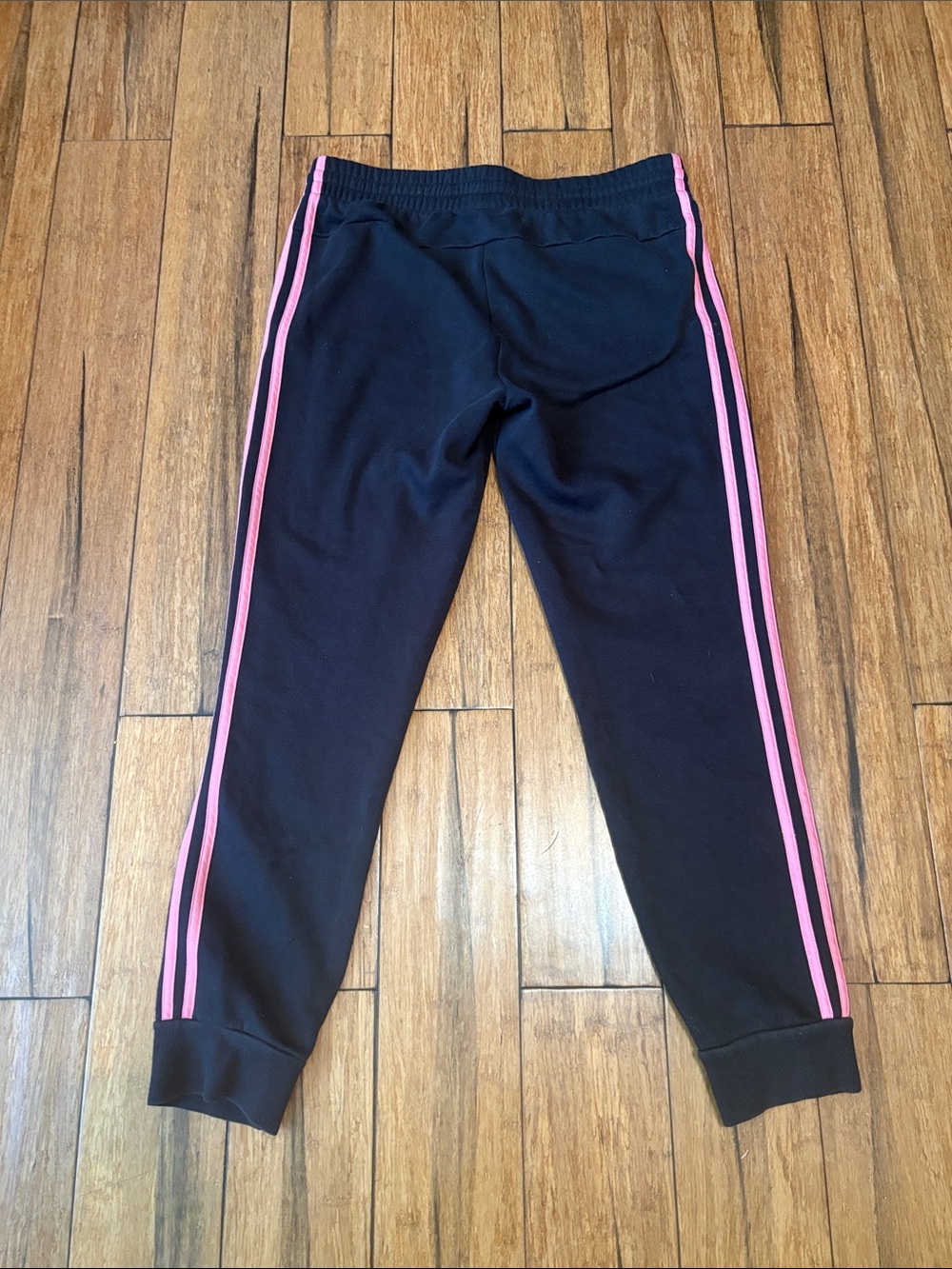 Adidas Sweatpants Joggers Size Youth Kids Girls 14/16 Black Pink Trim Athletic - Picture 5 of 8